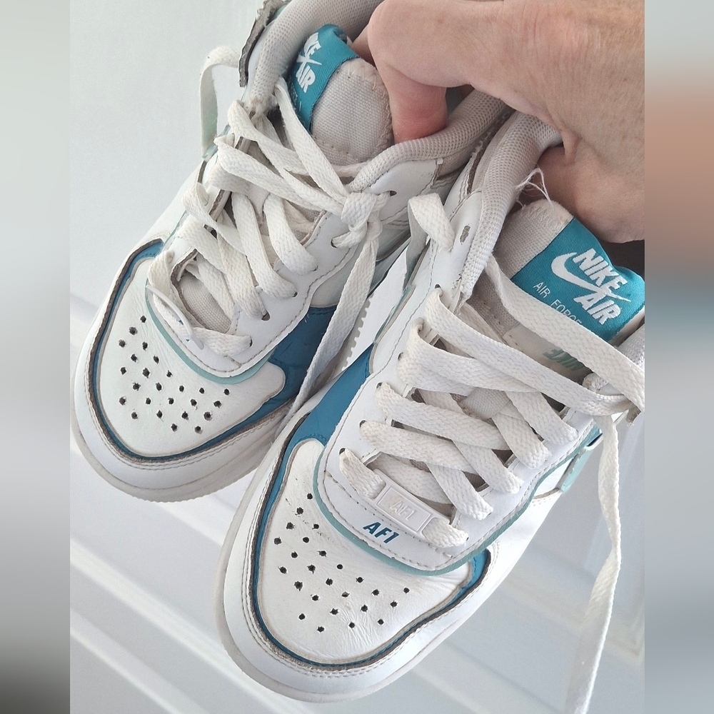 Nike Air Force 1 Shadow ‘White Industrial Blue Teal’ DZ1847-101  Size 6 Kids - Picture 4 of 8